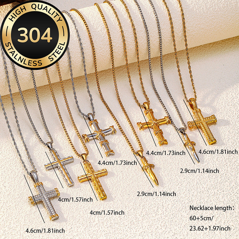 Wholesale Titanium Steel Cool Style Versatile Cross Necklace