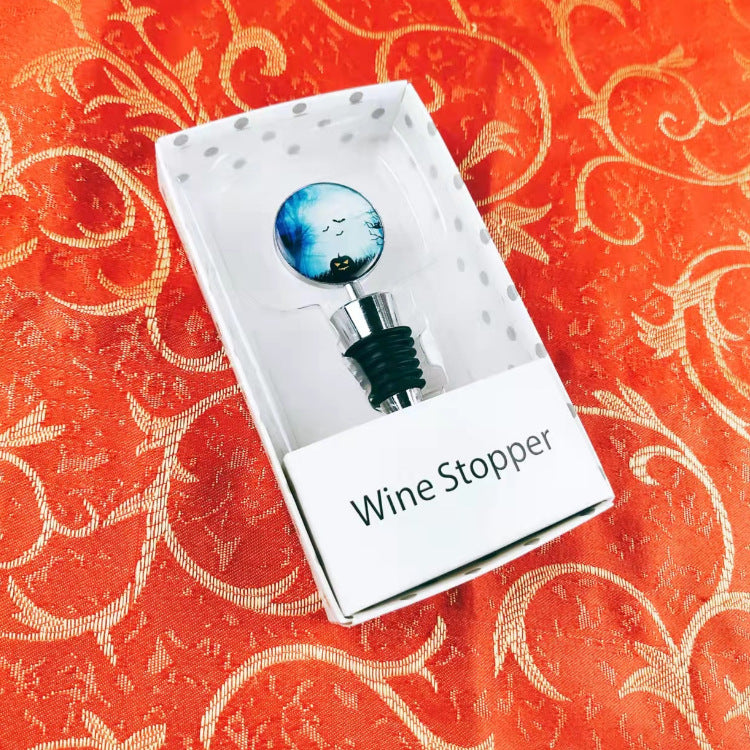 Wholesale Halloween Small Round Mirror Silicone Wine Bottle Stopper Gift Box