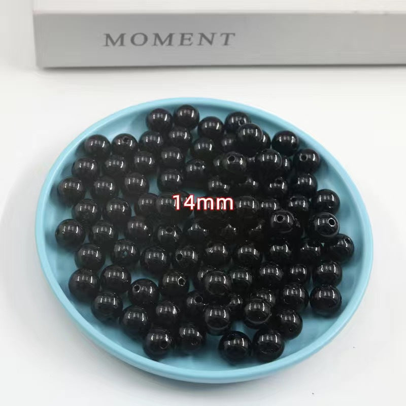 Wholesale Glazed Glass Imitation Obsidian Black Loose Beads 6Mm Round For DIY Jewelry Making Fashion Accessory Boutique Resale