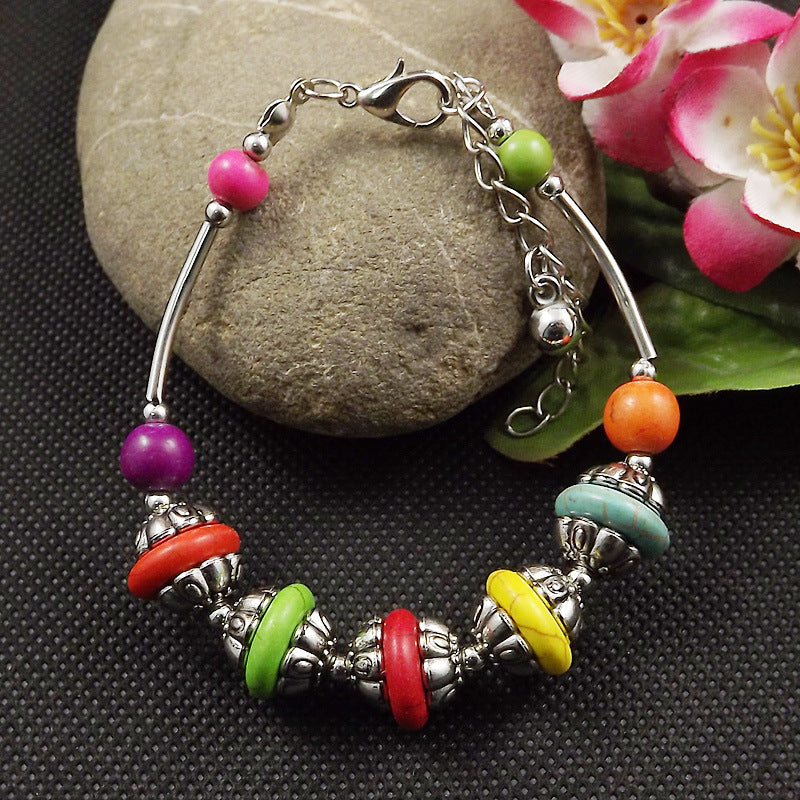 Wholesale Nepalese Retro Ethnic Style Turquoise Alloy Bracelet