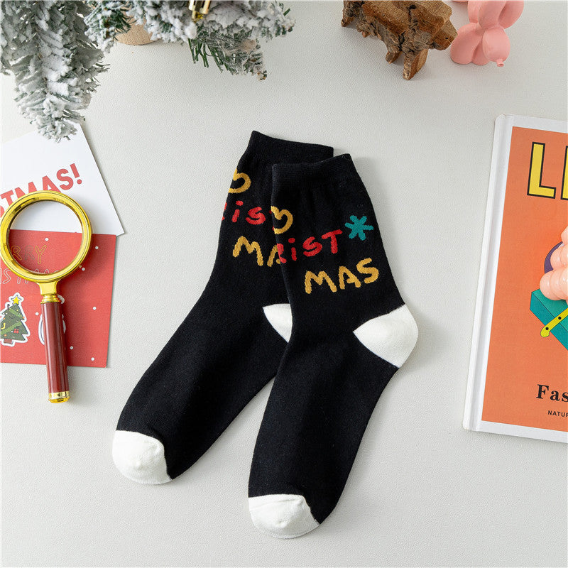 Wholesale Cartoon Christmas Mid-calf Socks