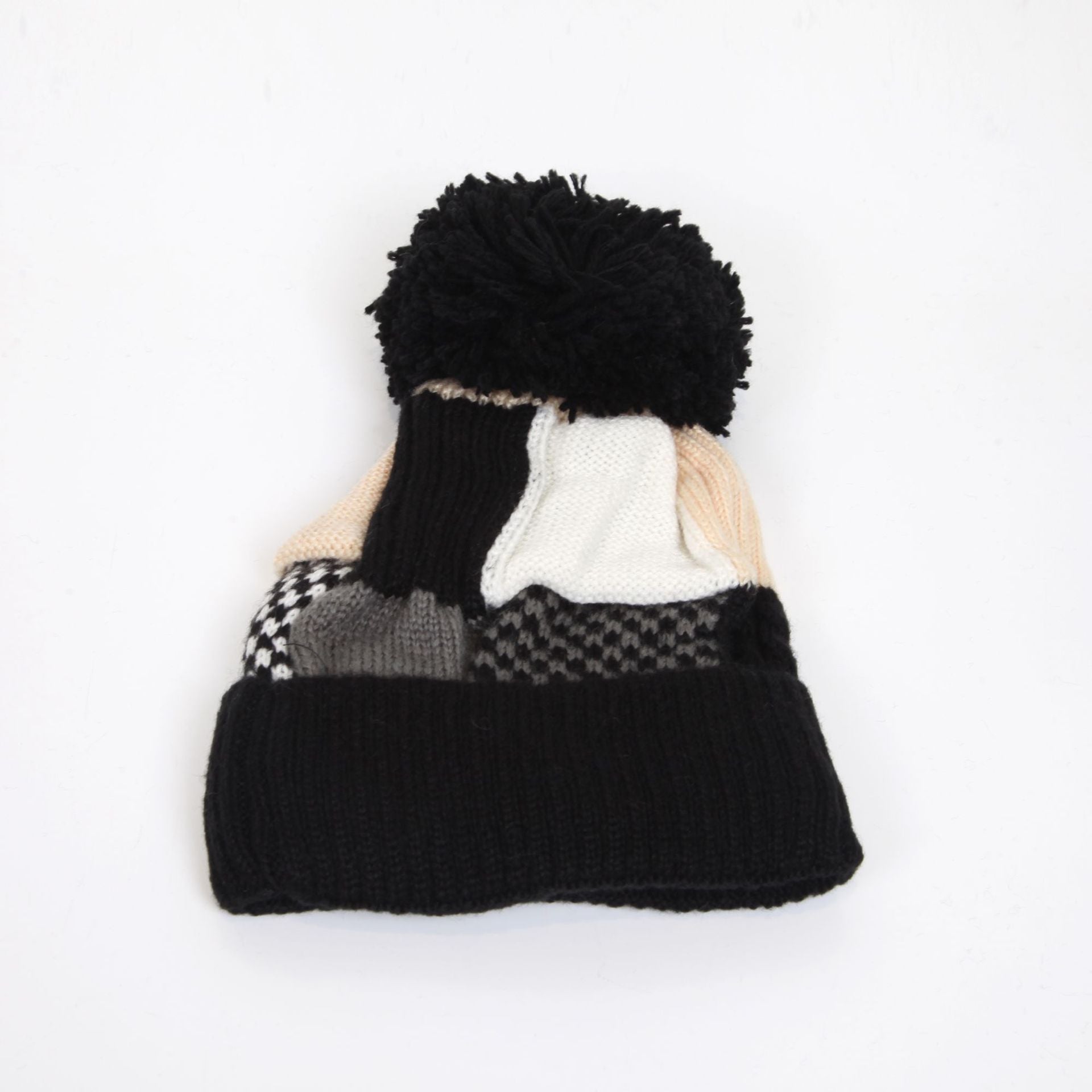 Wholesale Square Plaid Wool Ball Beanie