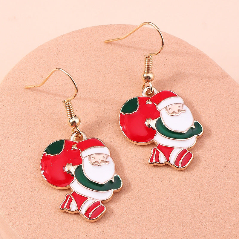 Wholesale Christmas Elk Santa Claus Snowman Christmas Tree Alloy Earrings Set