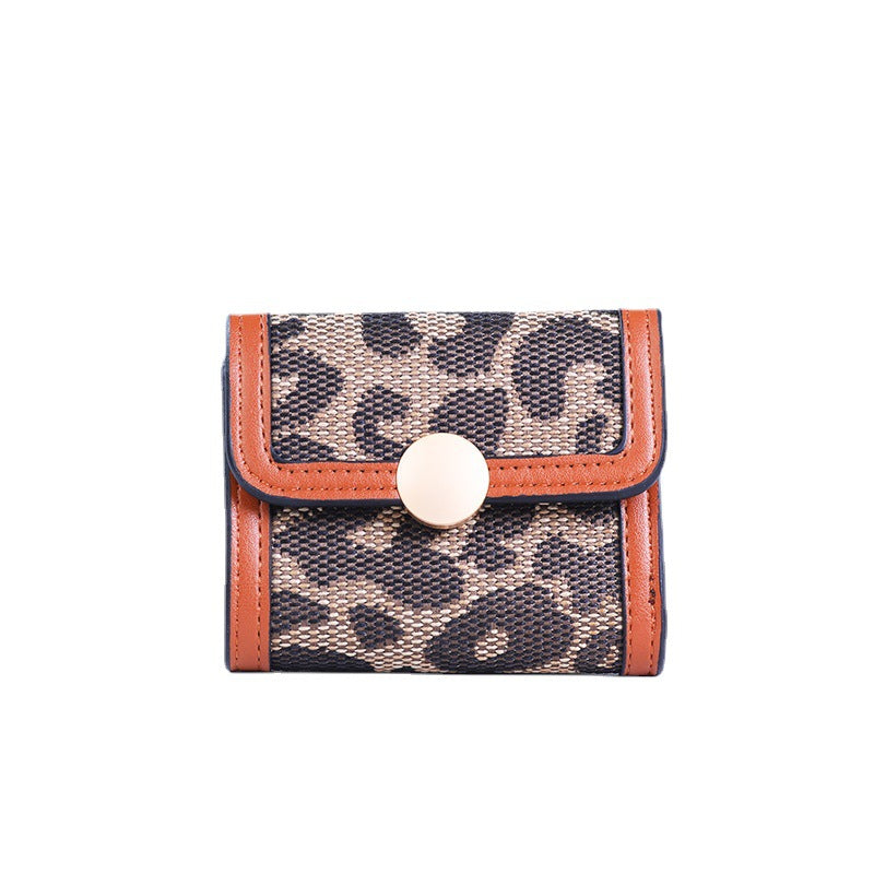 Wholesale PU Leopard Print Short Portable Wallet