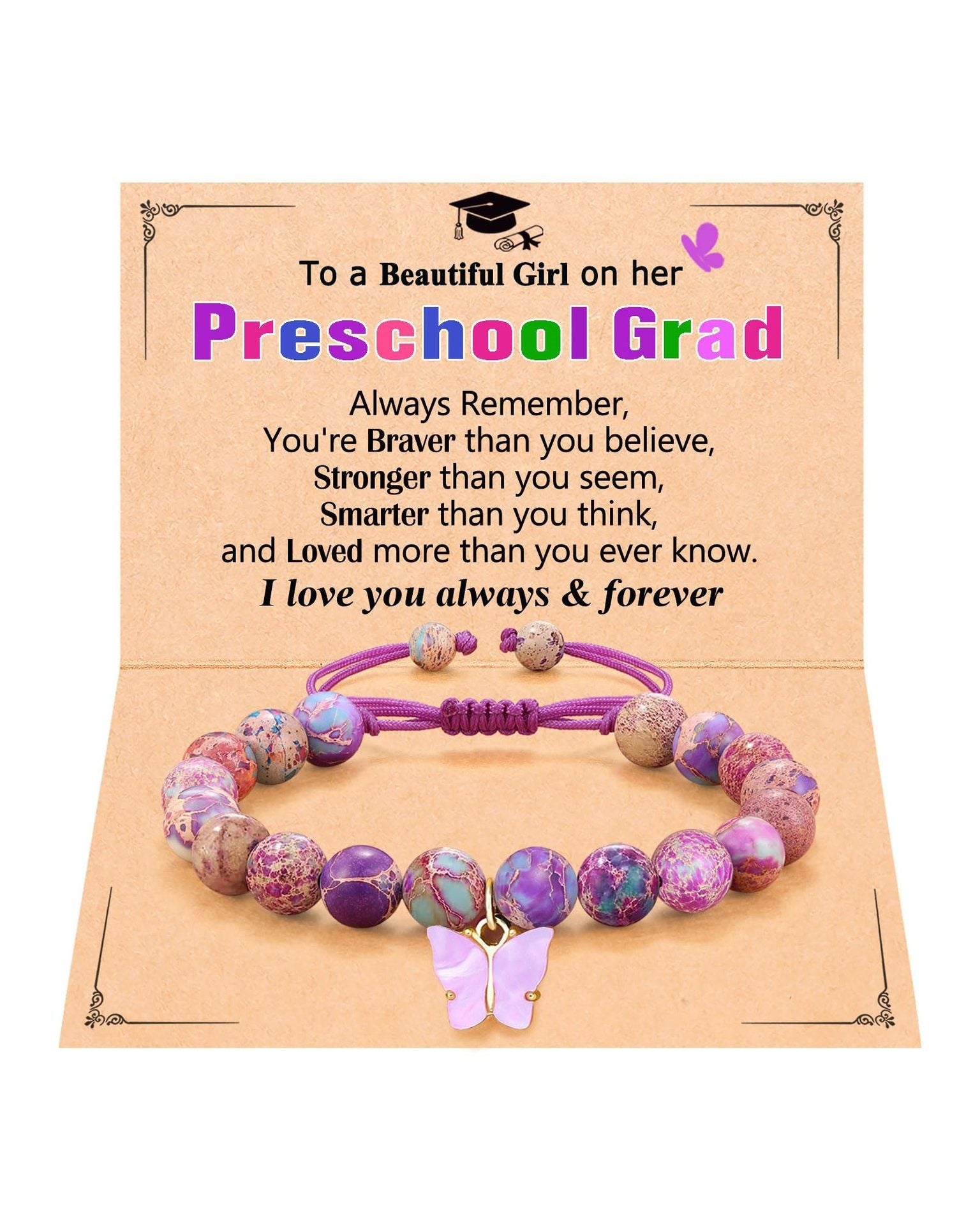 Wholesale Unisex Handmade Woven Butterfly Purple Acrylic Bead Bracelet Jewelry Accessory