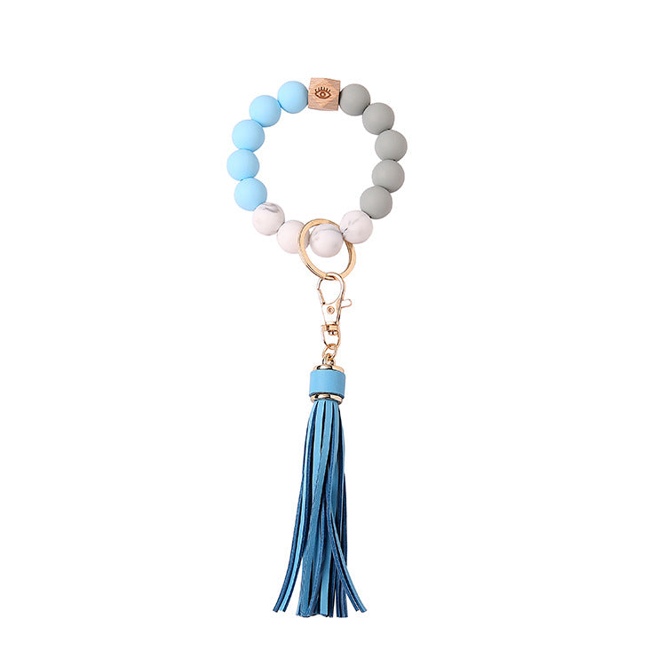 Wholesale Wooden Beads Silicone Beads Tassel Bracelet Keychain