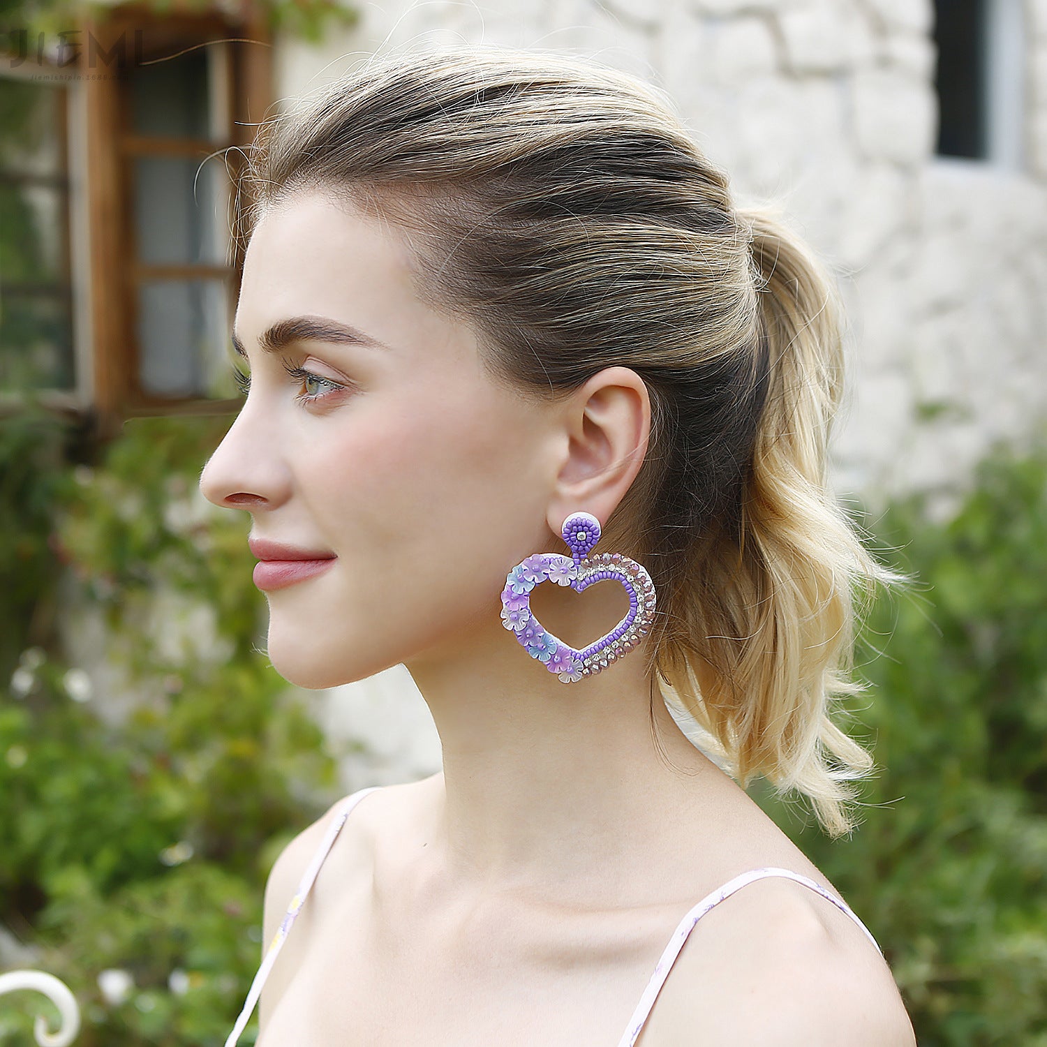 Wholesale Valentine's Day Bohemian Retro Ethnic Style Flower Sequin Love Earrings