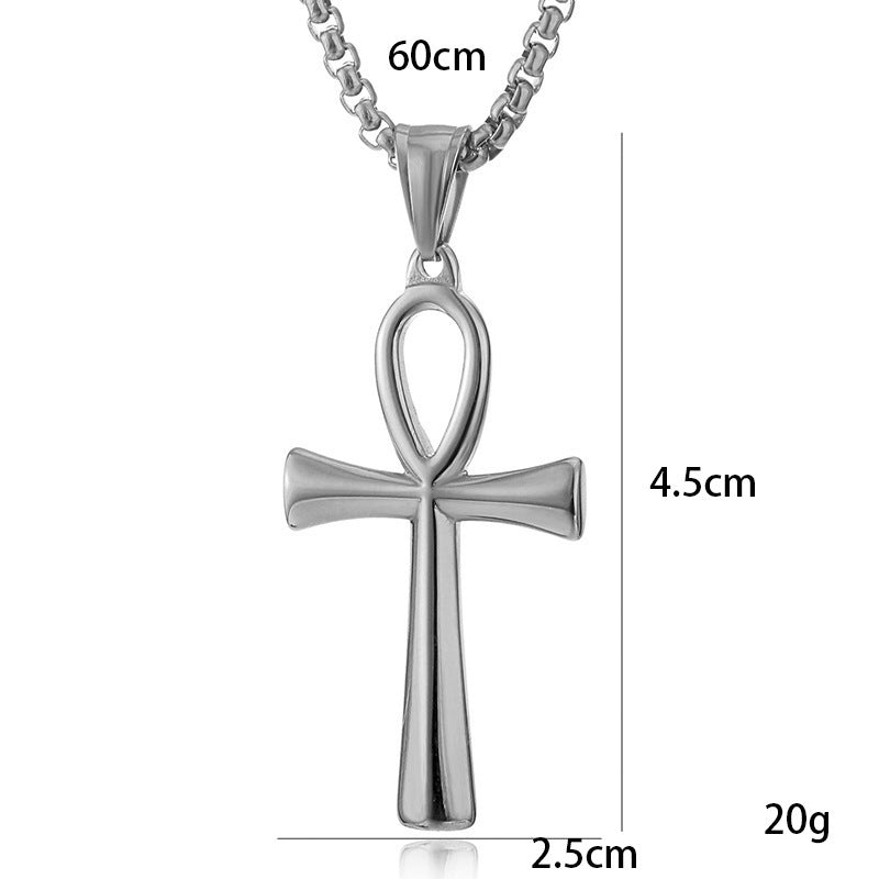 Wholesale Polished Egyptian Ankh Cross Men's Necklace