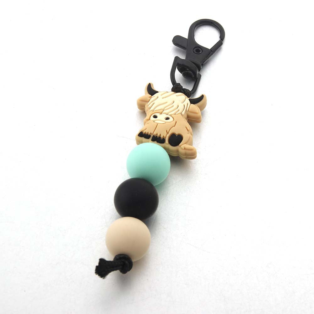 Wholesale Cartoon Animal Yak Silicone Beads Keychain