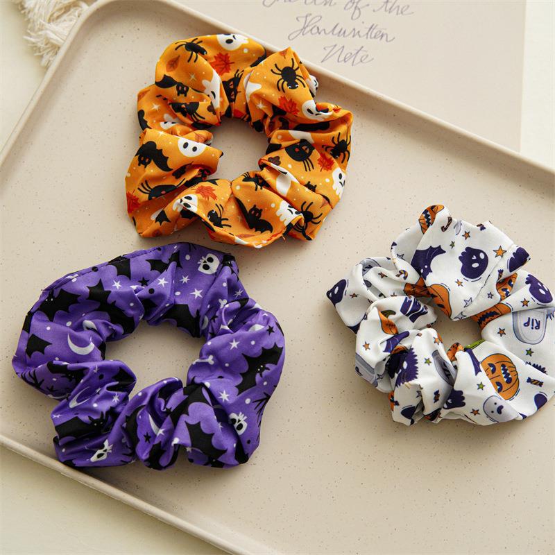 Wholesale of Halloween Skeleton Women's Fabric Hair Scrunchies