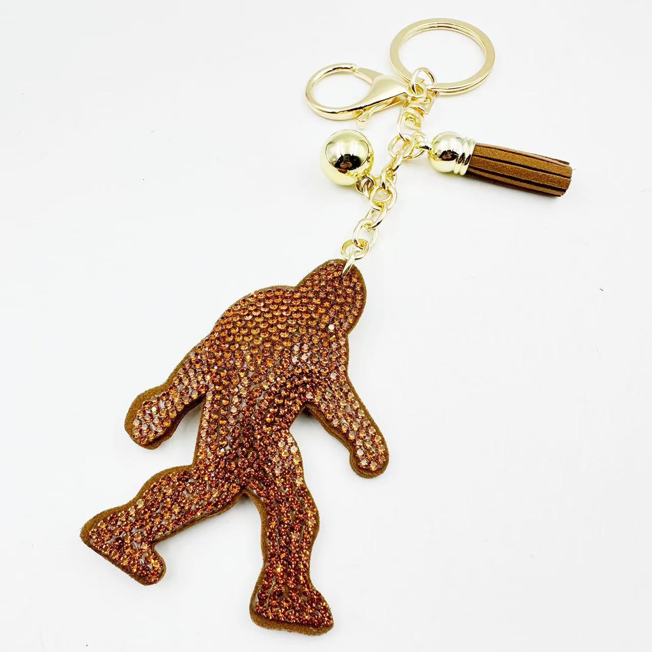 Wholesale Rhinestone Keychain Ancient Ape Man Design Car Key Accessory Gift