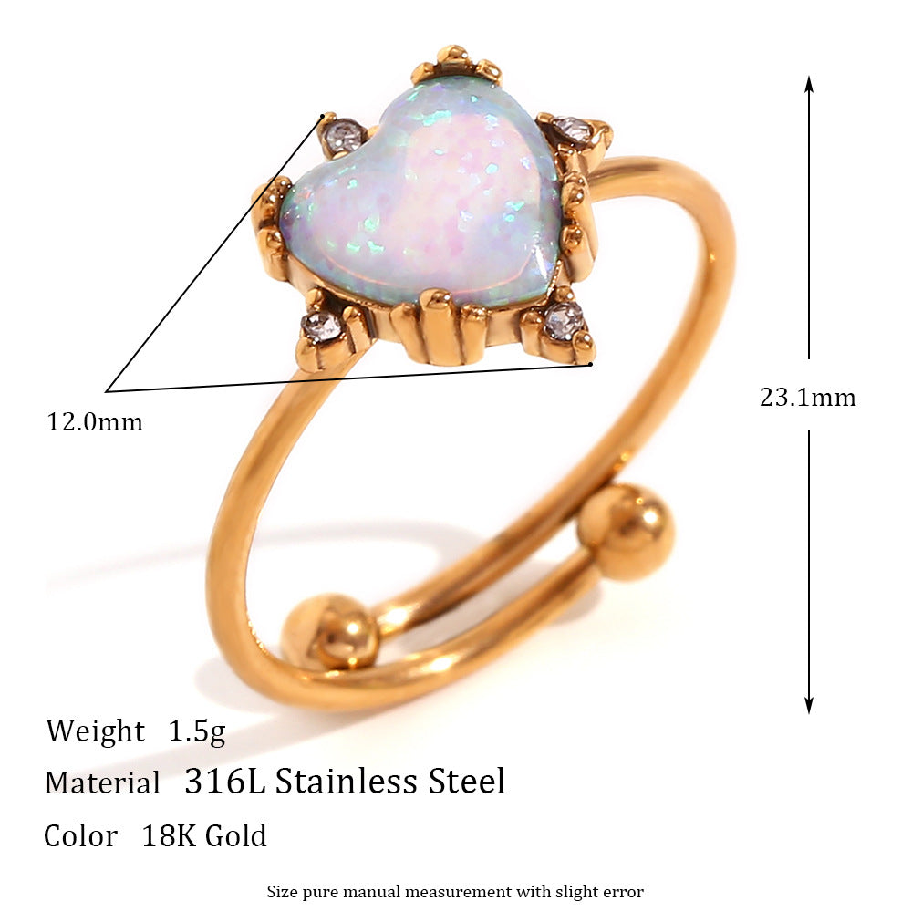 Wholesale Stainless steel adjustable gemstone ring with plated opening