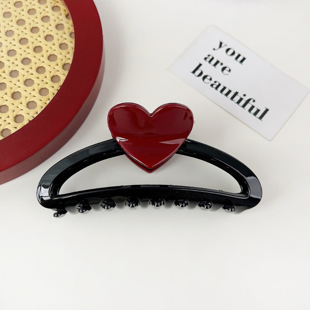 Wholesale Resin Hollow Out Half Circle Heart Color Matching Hair Clip
