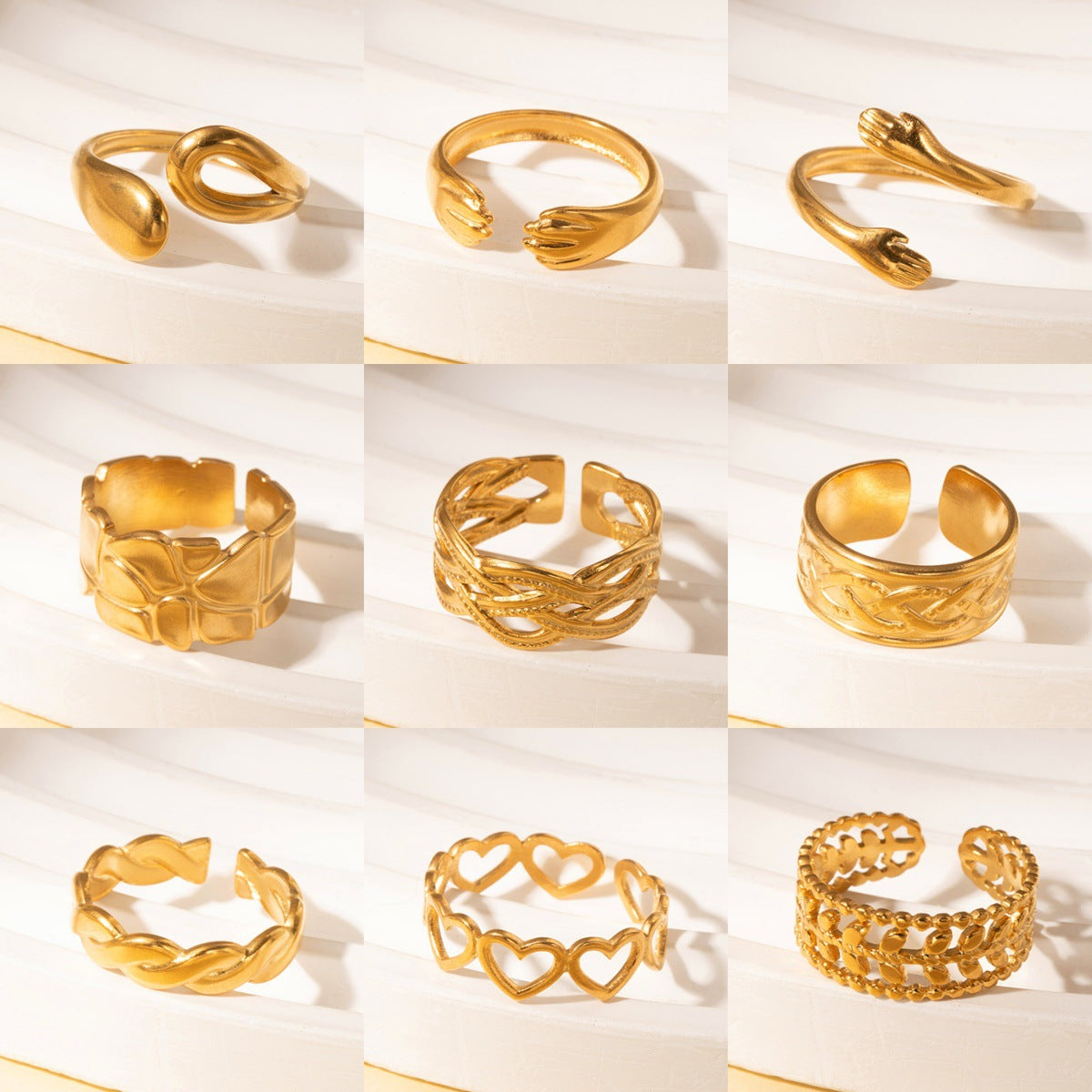 Wholesale Titanium Steel Gold Men' s and Women' s Luxury Adjustable Ring