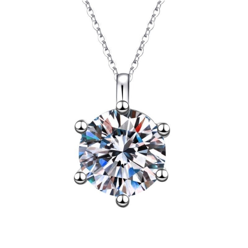 Wholesale 2 carat zircon imitation moissanite six-claw clavicle necklace