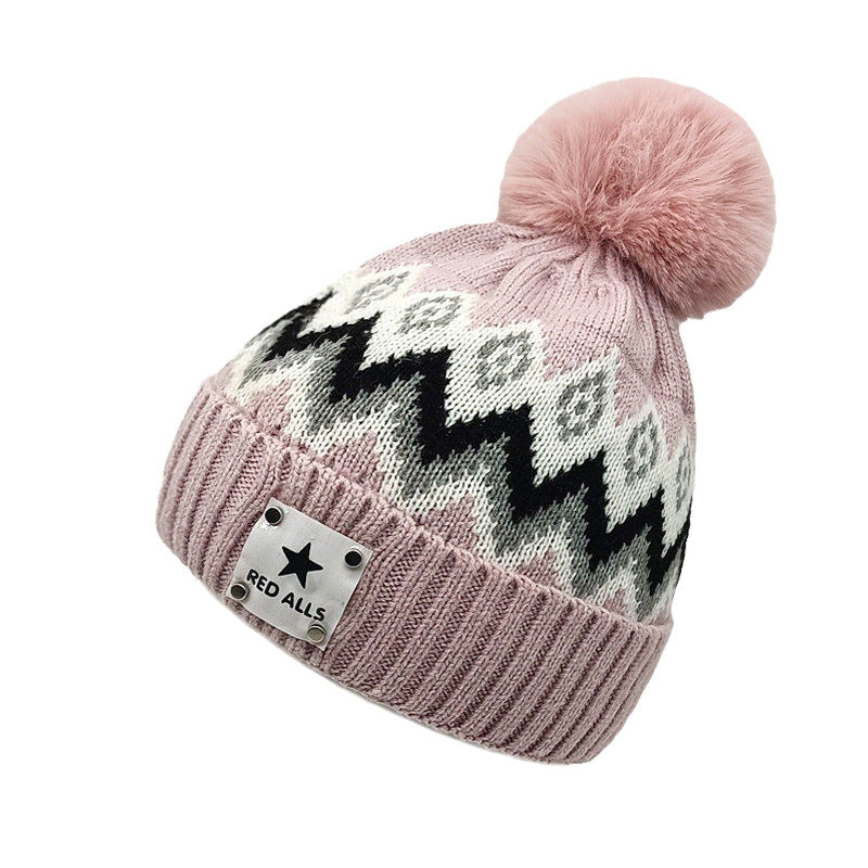 Wholesale Ear Protection Woolen Hat Thickened Plus Velvet Warm Wool Ball Knitted Hat