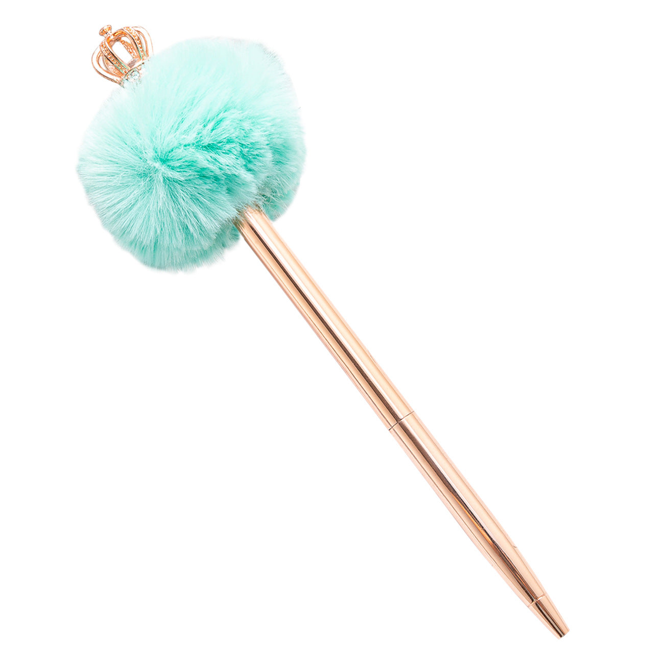 Wholesale Crown Hair Ball Creative Metal Plush Ballpoint Pen