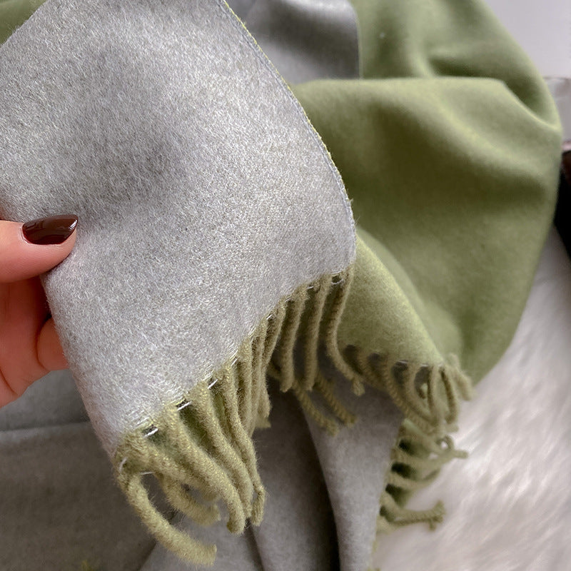 Wholesale Double Sided Solid Color Scarf Long Thickened Warm Shawl