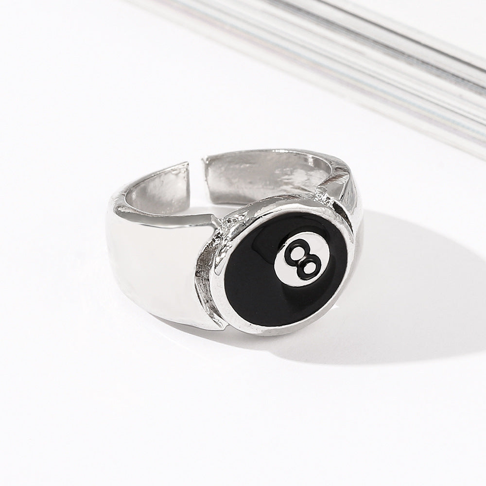 Wholesale Men's Creative Billiards Number Black Eight Ring