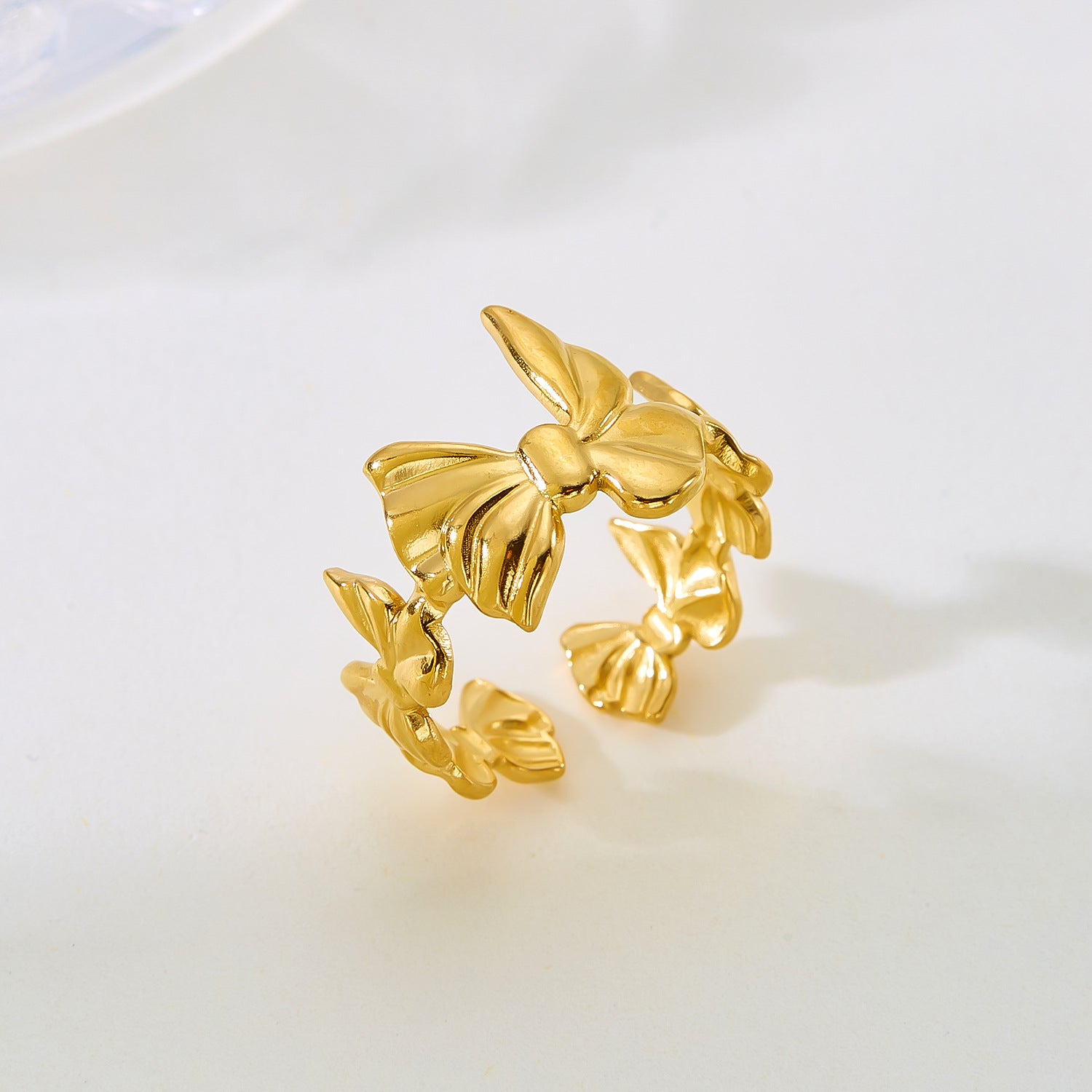 Wholesale Real gold electroplated non-fading butterfly shell starfish versatile ring