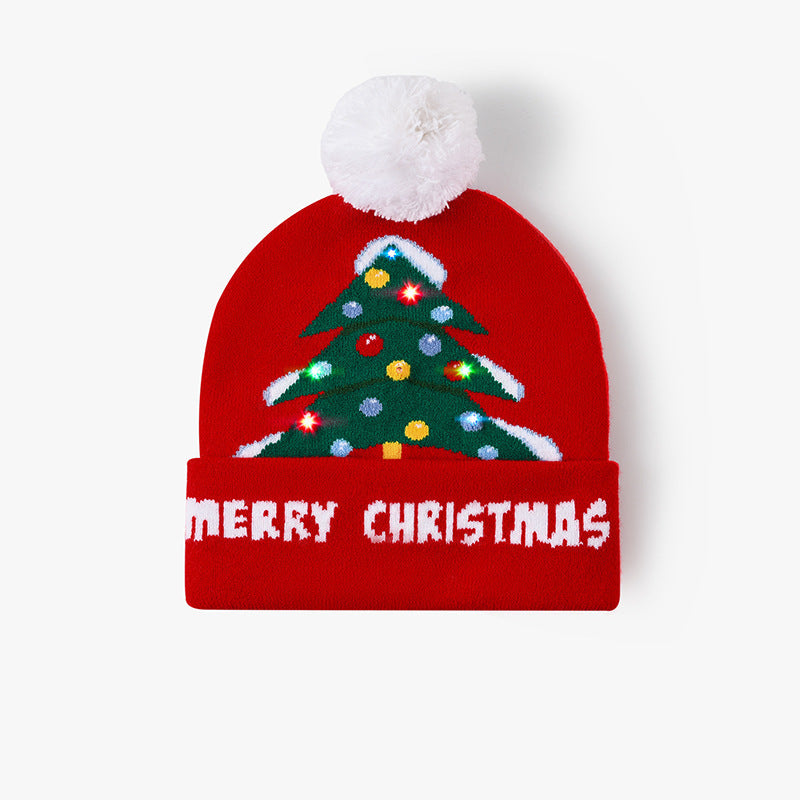 Wholesale Christmas hat luminous Christmas decoration wool hat colorful light party knitted hat