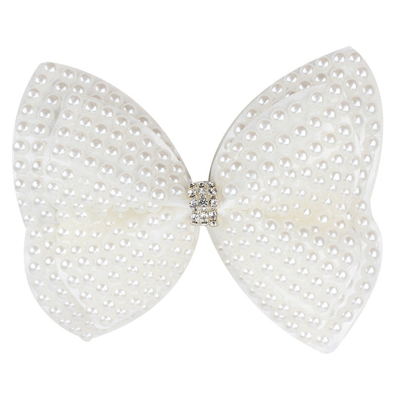Wholesale Full Diamond Pearl Bow Double Layer Children's Versatile Hair Clips