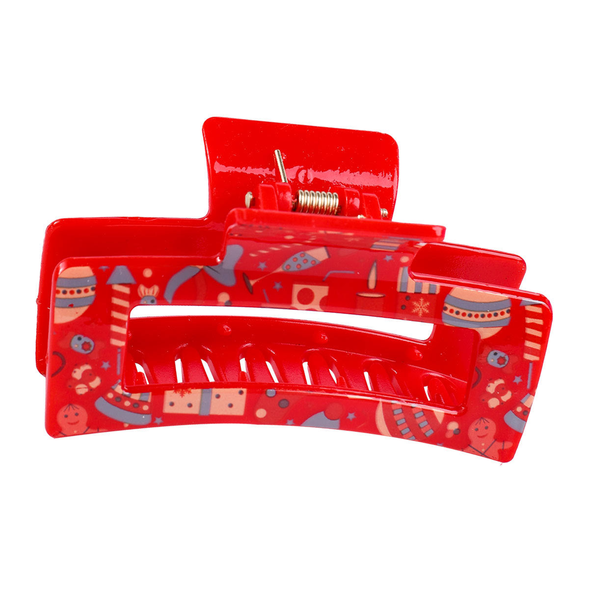 Wholesale Christmas Square Transparent Printed Grab Clip Shark Clip