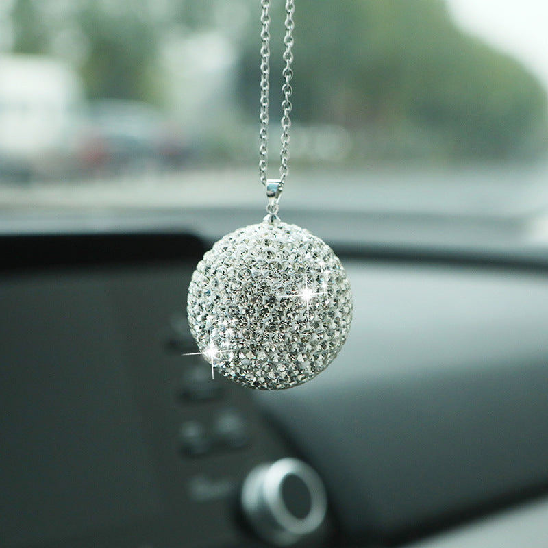 Wholesale Diamond-encrusted Glass Ball Car Pendant