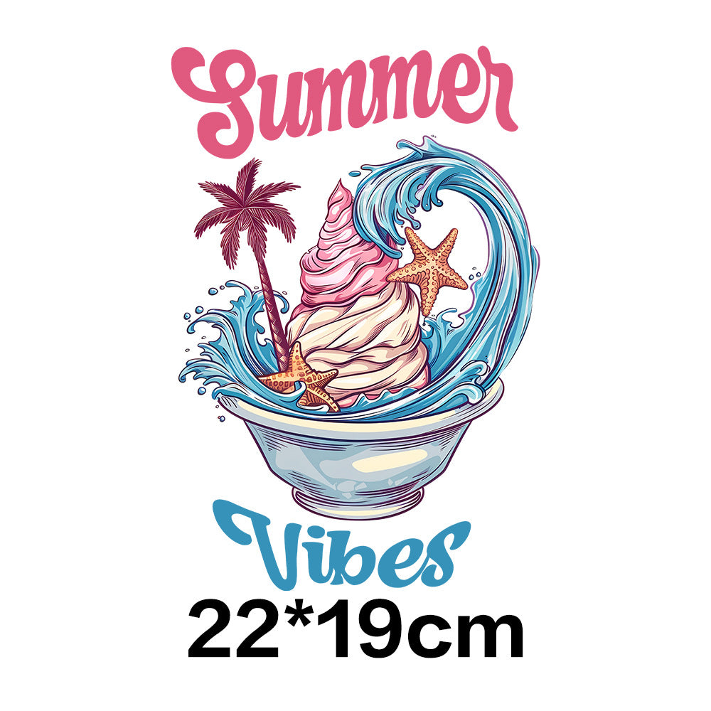 Wholesale 10pcs Summer Tropical Ice Cream UV DTF Ready to Press Transfers Wraps