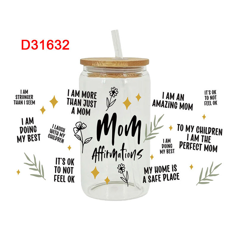 Wholesale Flower Bow Mother's Day  16oz Cup UV DTF Wraps