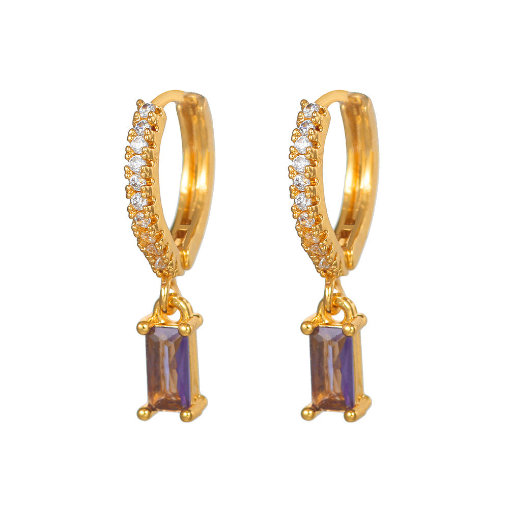 Pendientes de cobre de diamantes de circonía cúbica al por mayor