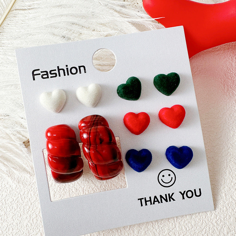 Wholesale Christmas Earrings Plush Love Stud Earring Set