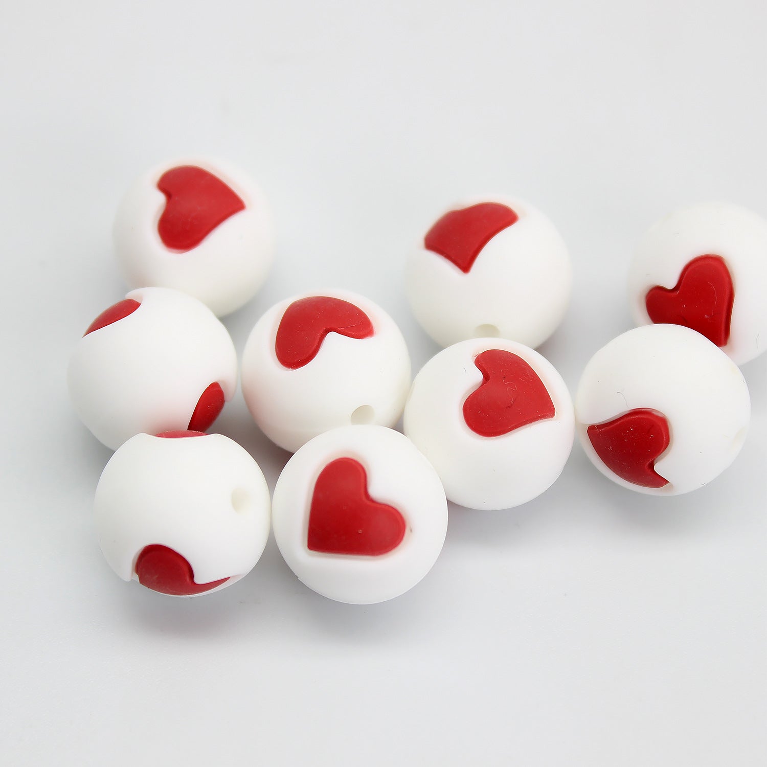 Wholesale 20pcs Love Silicone Beads 15mm DIY Colored Teething Round Beads