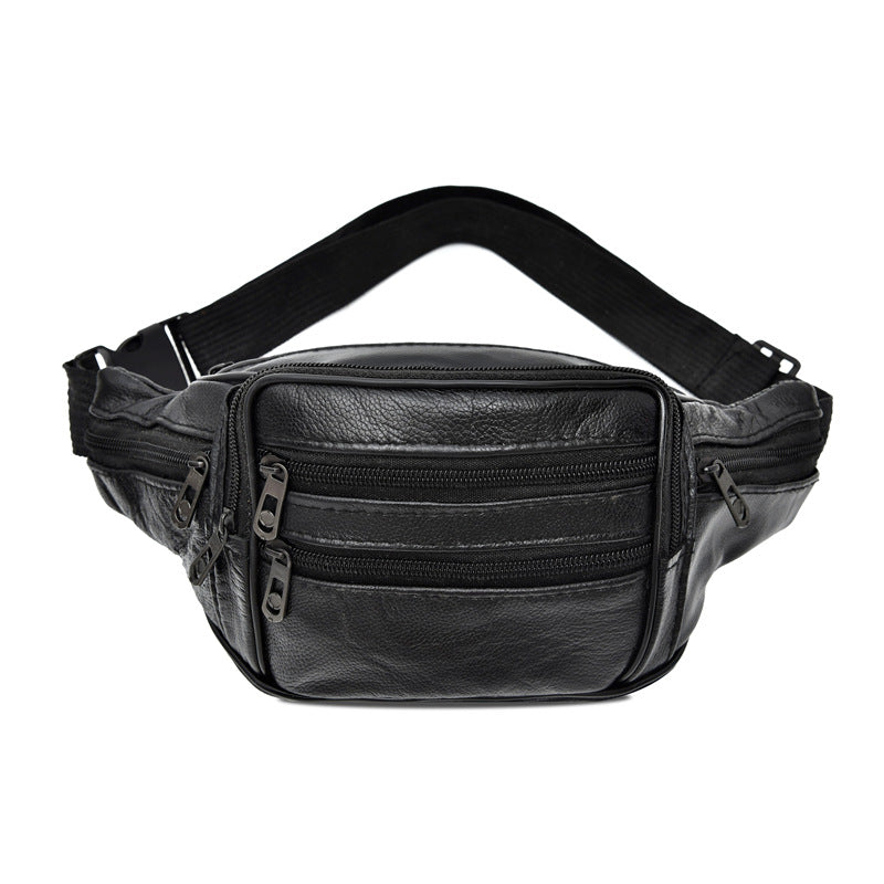 Wholesale Genuine leather waist bag men's shoulder bag multi-compartment cowhide waist bag men's mobile phone bag waist bag for work use wear-resistant
