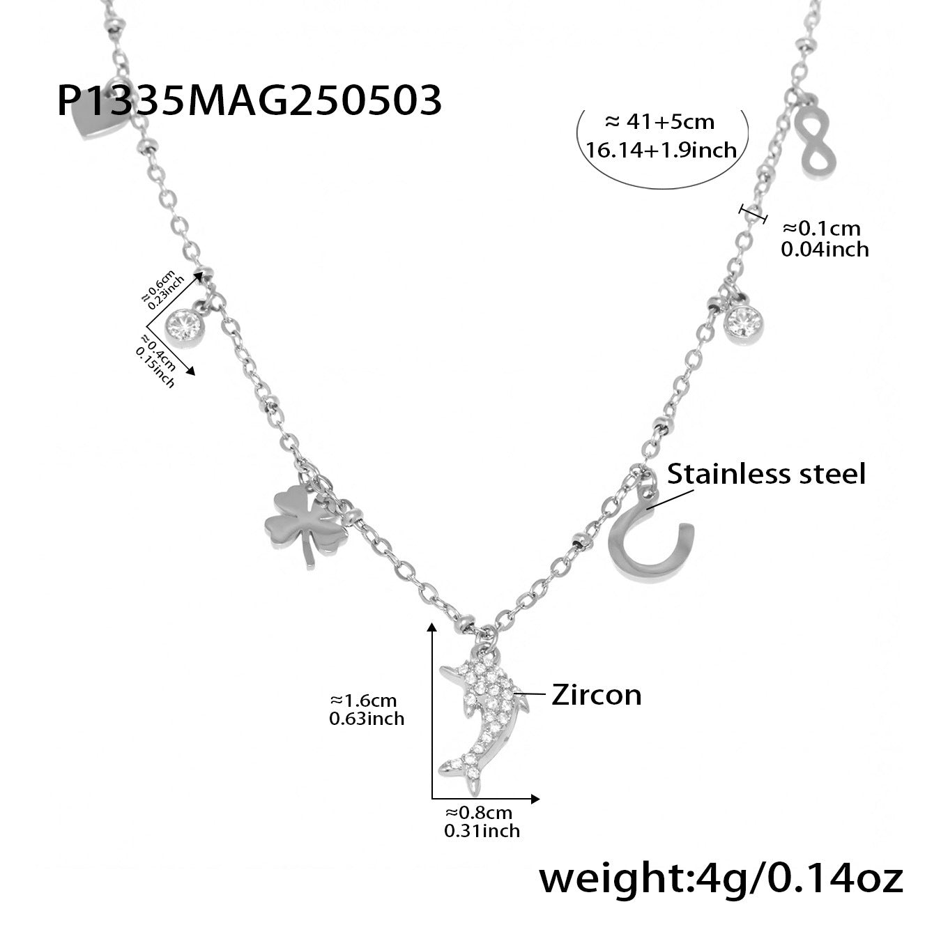 Wholesale Mystique Stainless Steel 5A Zircon Dolphin Multi-accessories Clavicle Chain Light Luxury Elegant Color-free Girls' Necklace Jewelry