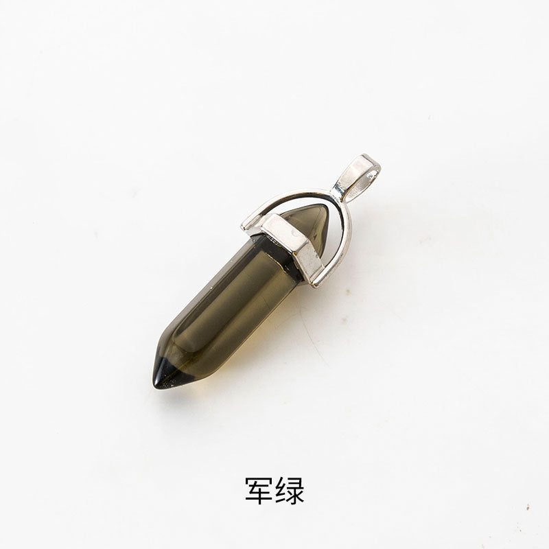 Wholesale Fashion Hexagonal Column Diamond Bullet Pendant Accessories Glass Pendant Glass Necklace Jewelry