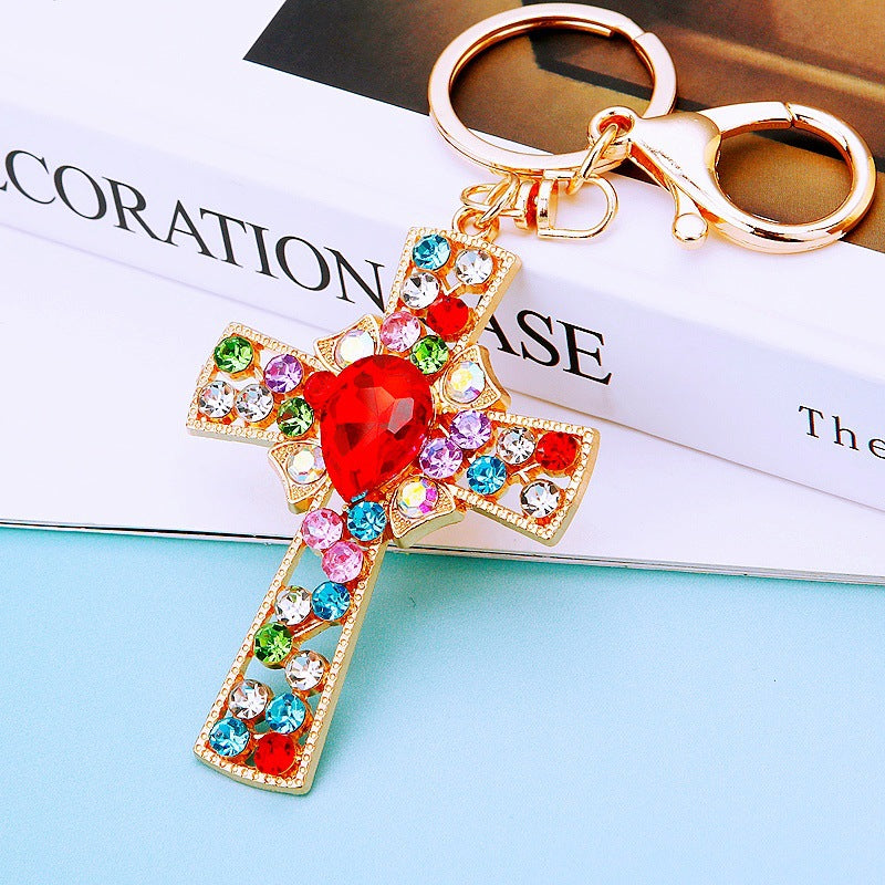 Wholesale Metal Crystal Four Leaf Clover Keychain Rhinestone Bag Charm Car Key Ring Fashion Accessory