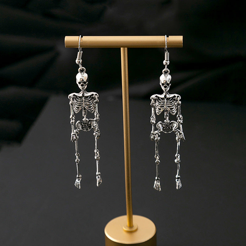 Wholesale Halloween Skeleton Human Skull Blue Mesh Earrings