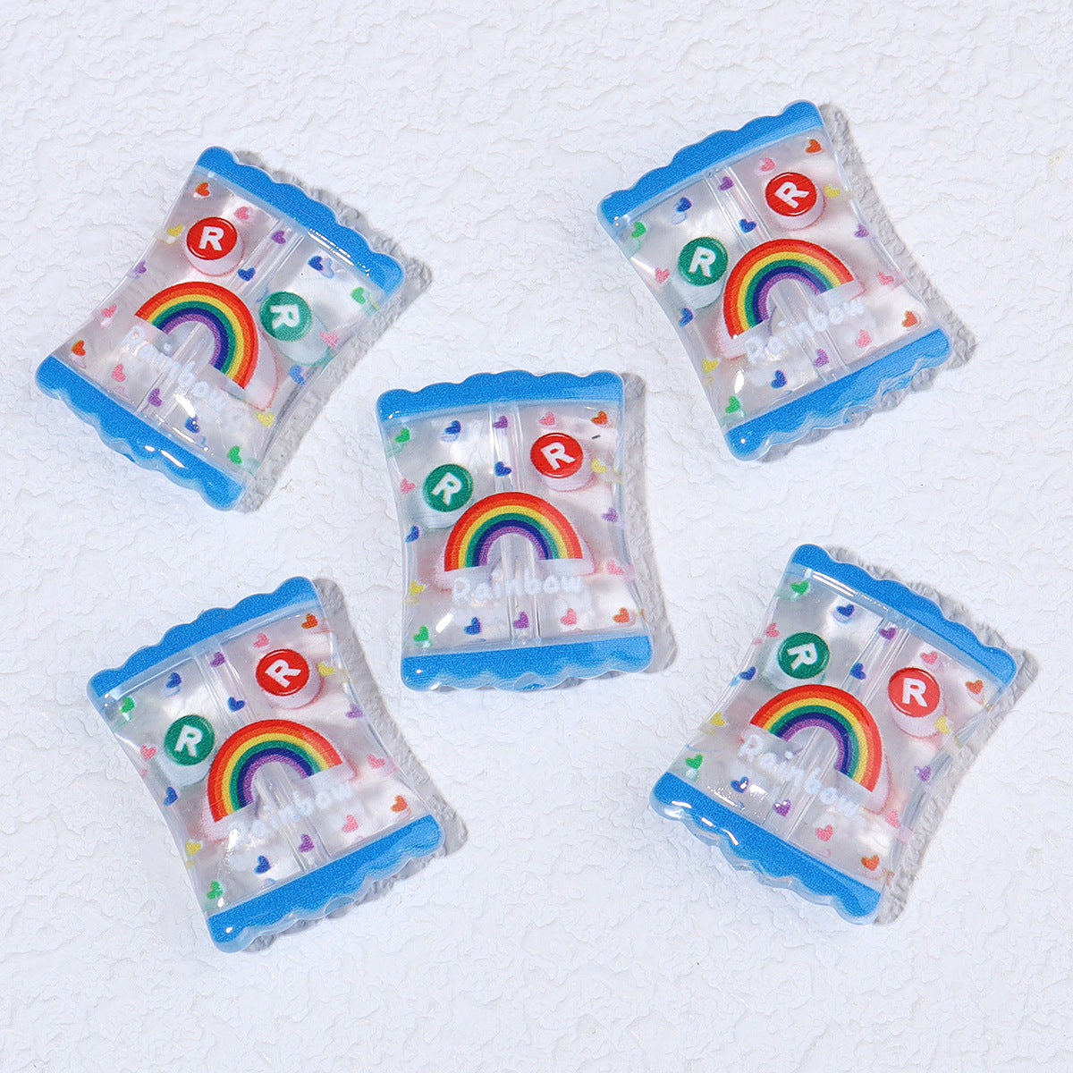 Wholesale 10pcs double-sided rainbow colored candy Acrylic Beads