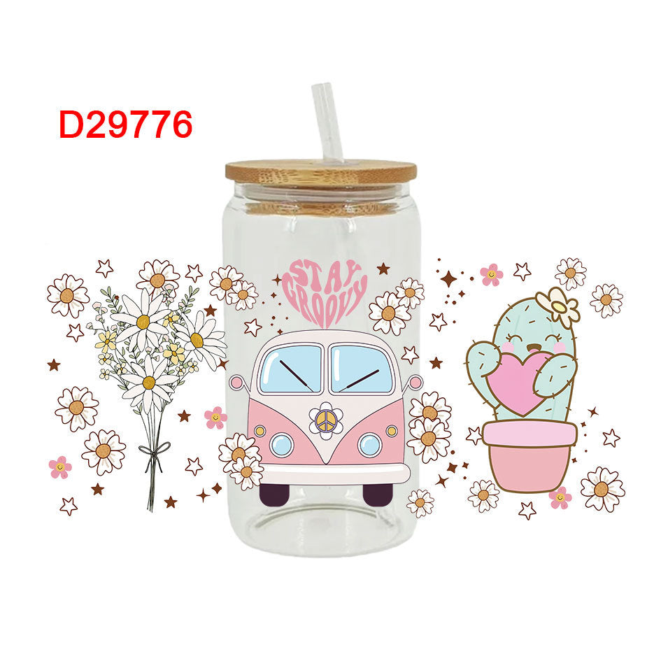 Wholesale Uv Transfer Sticker Glass Cup 16oz Cup UV DTF Wraps