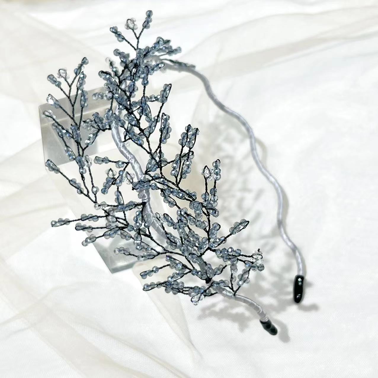 Wholesale Hand Braided Leaves Crystal Beaded Headband