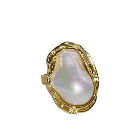 Wholesale Alien pearl gold opening adjustable ring