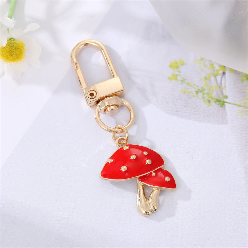 Wholesale Color Drip Oil Mushroom Feather Alloy Keychains