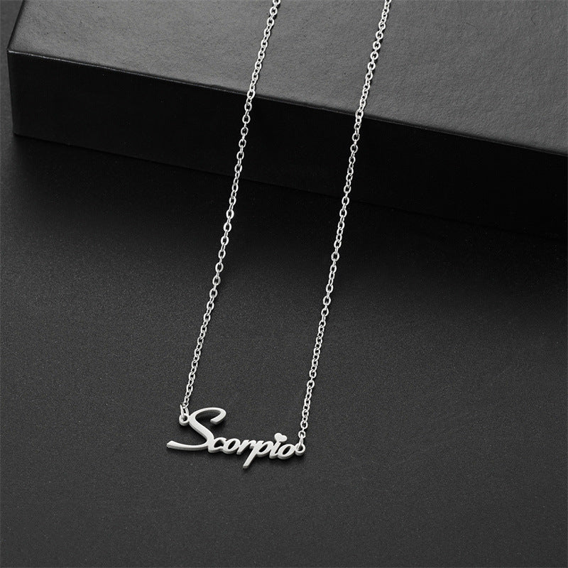 Wholesale Stainless steel twelve zodiac signs English jewelry