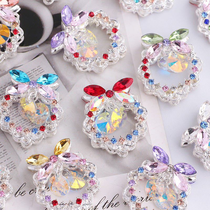 Wholesale  Random 5pcs/pack  bow-shaped crystal alloy rhinestone ball with straight hole Crystal Beads