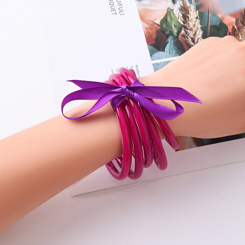 Wholesale Silicone PVC Tube Gold Foil Fluorescent Color System Bracelet