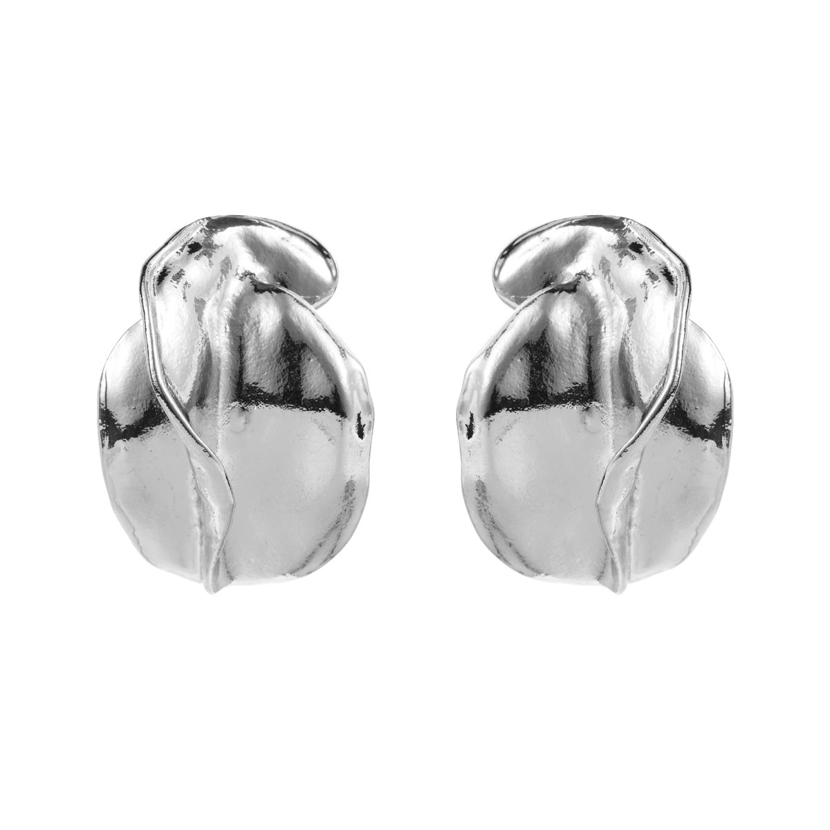 Wholesale Irregular Retro Geometric Flower Bud Metal Earrings