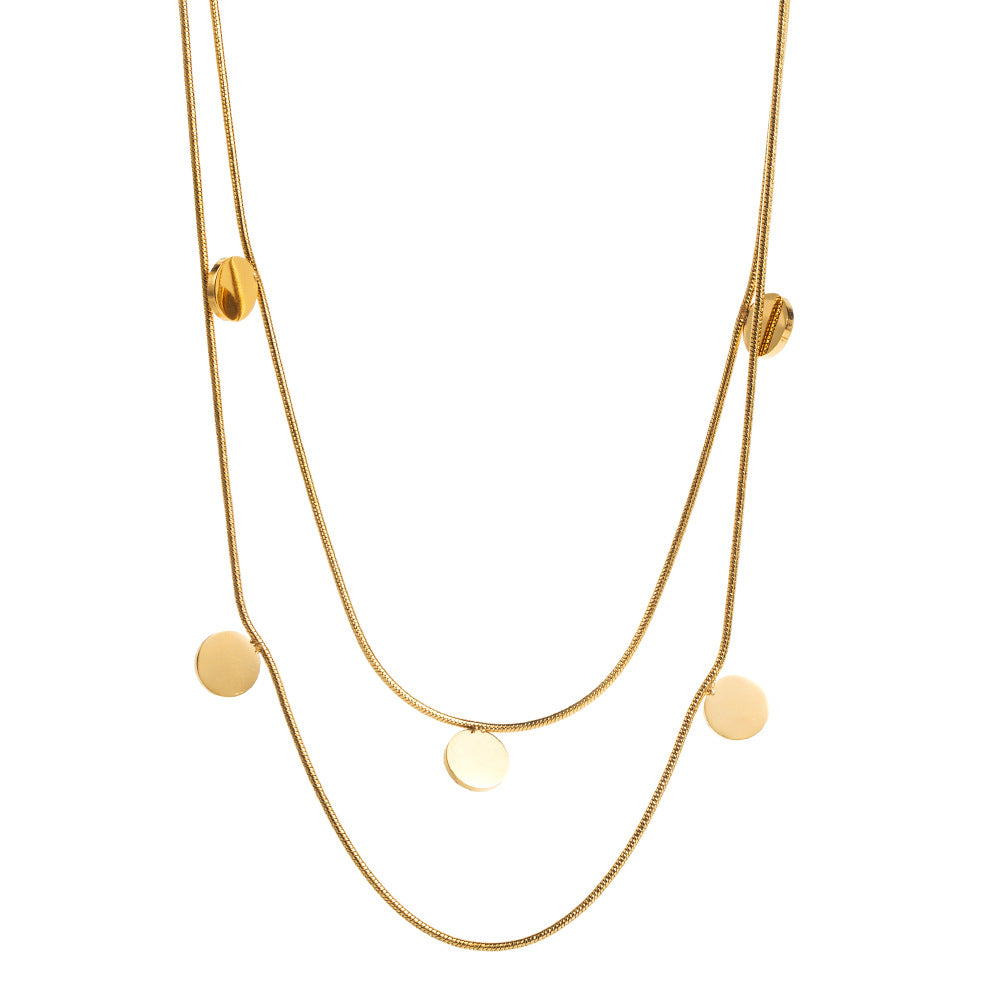 Wholesale Geometric double-layer necklace titanium steel clavicle chain