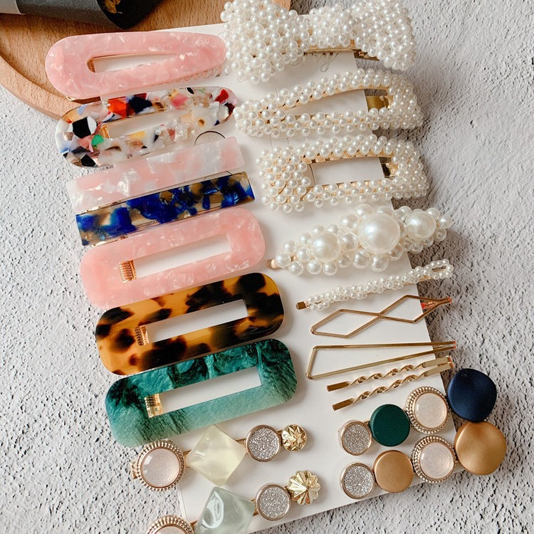Wholesale ins Pearl Hairpin Set Acrylic Acetate Hairpin Combination Hair Accessories