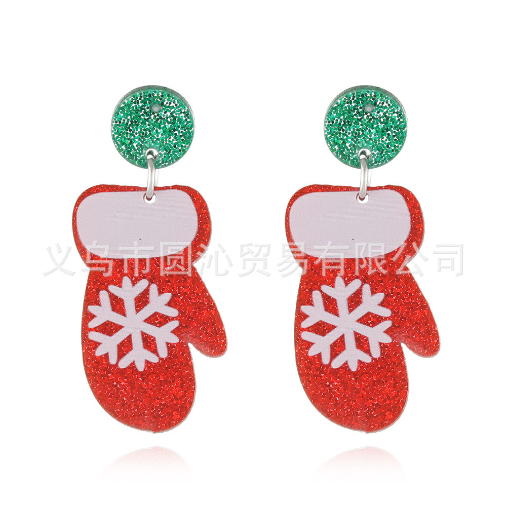 Wholesale Christmas s925 Silver Needle Acrylic Elk Snowman Earrings